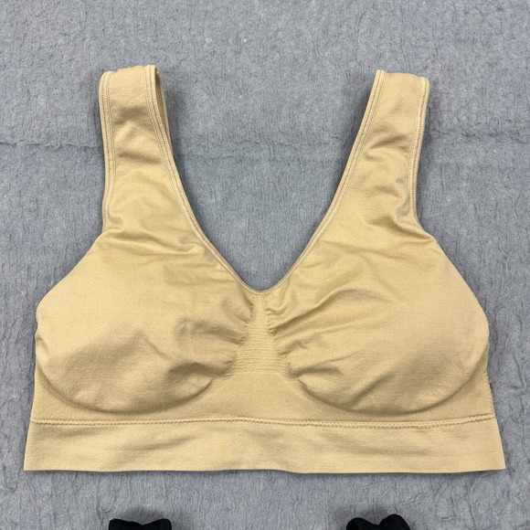 Lot of 2 Genie Bra Women's 4X Black & Beige Pull Over Bralette Comfort V-Neck - Picture 4 of 8